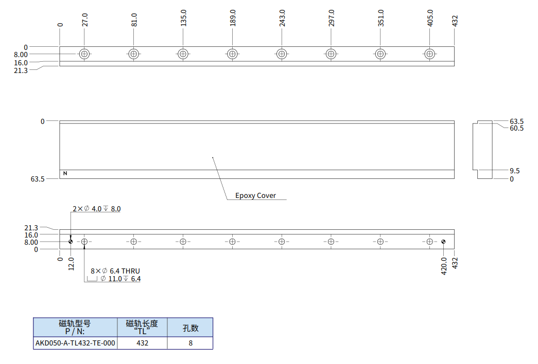 AKD050-A-TL432 磁轨