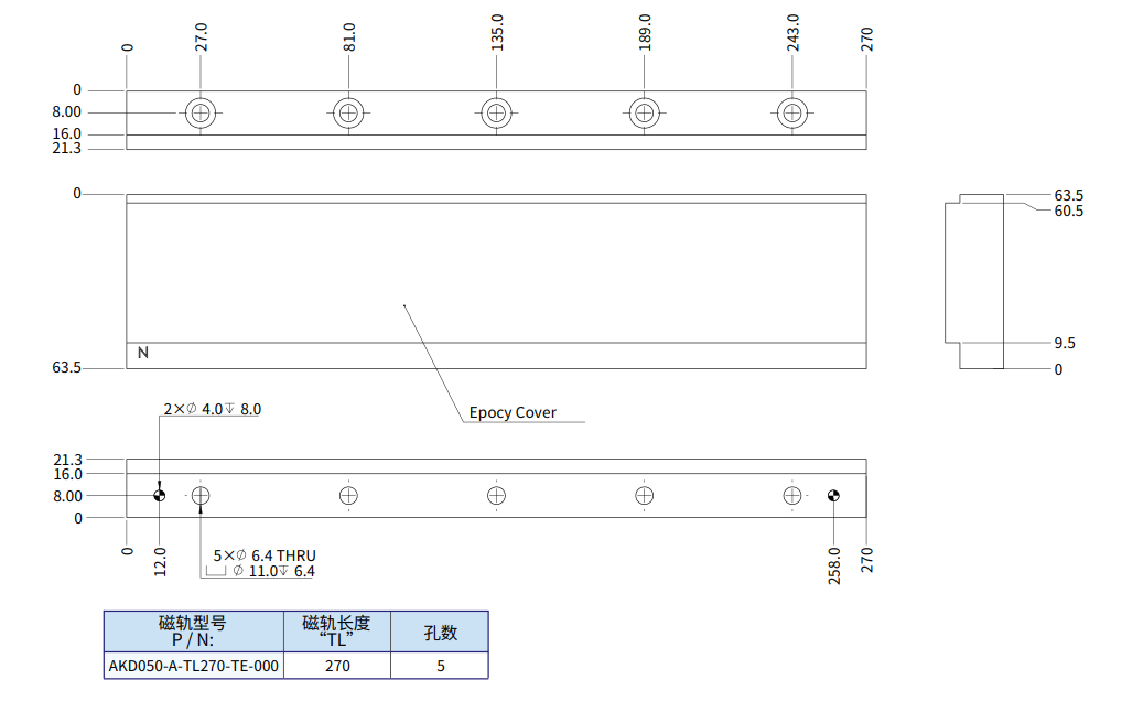 AKD050-A-TL270 磁轨