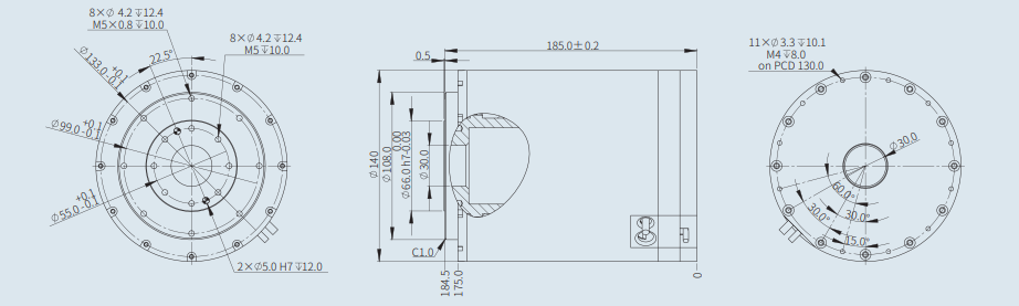 ADR140-H-185（低速） 尺寸图